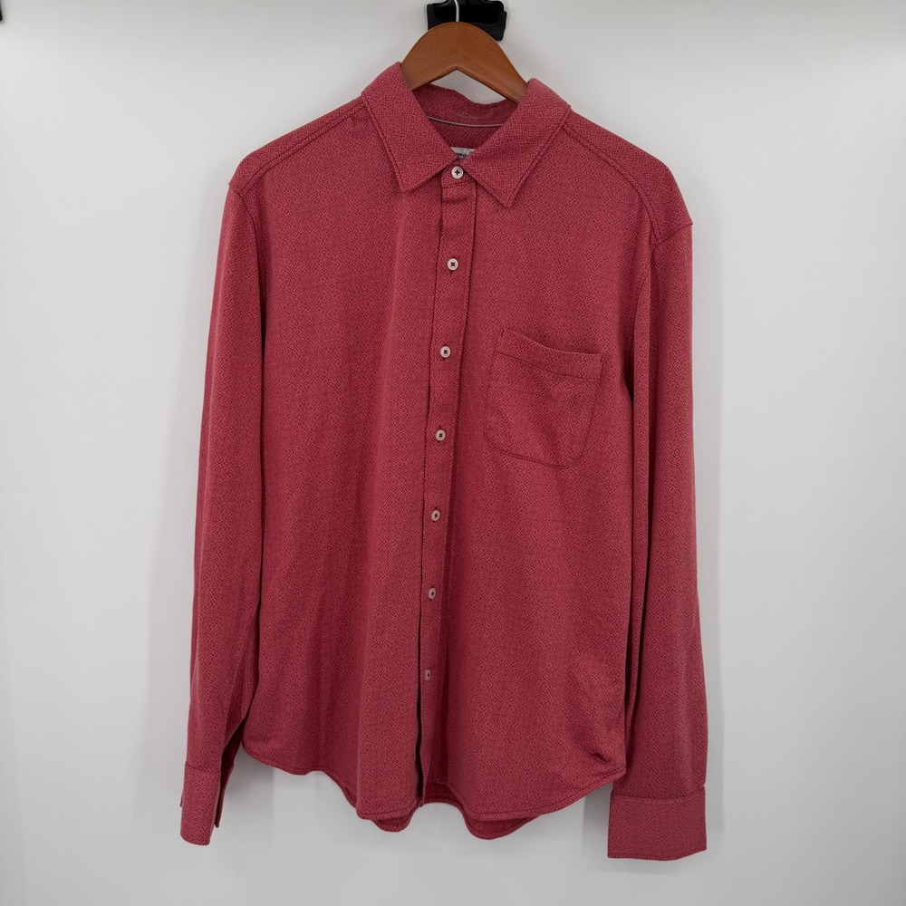 Tommy Bahama Mens San Lucio Stretch Red Geometric Diamond Button Down Shirt L